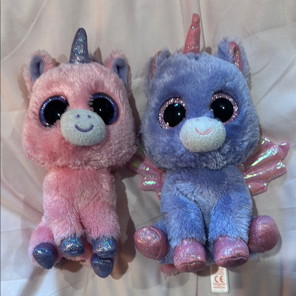 Ty Pink and Purple Stuffed Unicorns